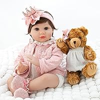 Reborn Baby Doll - 22-Inch Lifelike Baby Doll Soft Cloth Body Newborn Baby Dolls with Clothes and Toy Accessories Christmas Birthday Gift for Kids Age 3+