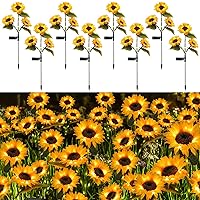 Solar Outdoor Lights Garden Decor, Upgraded-8 Pack Solar Garden Lights Waterproof with 24 Realistic Sunflower Lights, Solar Pathway Lights for Outside Landscape Patio Yard Decorations