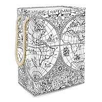 Vintage World Nautical Map Laundry Basket Collapsible Rectangular Organizer Hamper For Unisex Adult, Teen Girls, Boys, Waterproof Storage Bins Kids Room