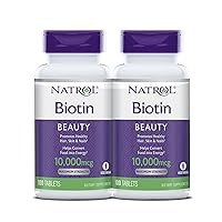 Natrol Biotin Beauty Tablets Promotes Healthy Hair Skin and Nails Helps Support Energy Metabolism Helps Convert Food Into Energy Maximum Strength 10000mcg, Multi, 200 Count