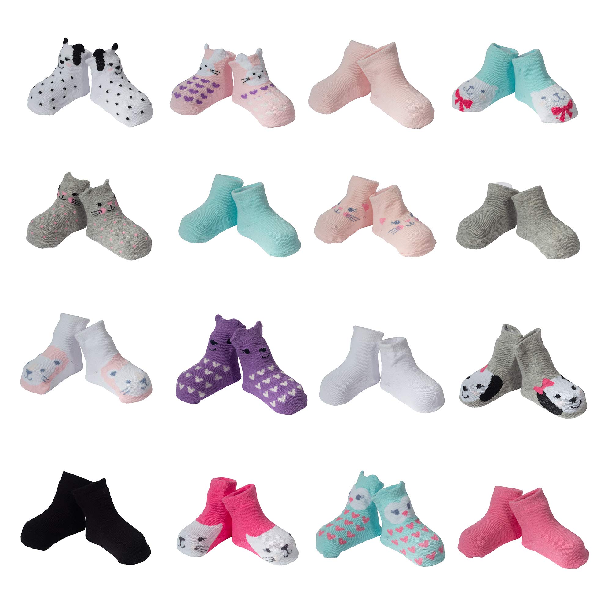 Little Me Baby Girl Socks, 0-12 & 12-24 Months, Multi, 16 Count