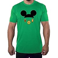 Mouse Head Ornaments Man's Shirts, Ornaments Man's Christmas Shirts! - Green MH200Christmas S27 4XL