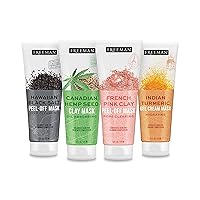 Freeman Exotic Blends Face Mask Variety Set with Clay, Peel-Off, Gel, & Cream Facial Masks, Skincare for Women, Face Mask Essentials Kit, Hydrating, Soothing, & Purifying, 4 Count Tubes