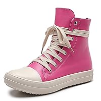Womens High Top Sneakers Lace Up Comfort Platform Walking Canvas Shoes with Zipper