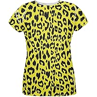 Animal World Yellow Cheetah Print All Over Womens T-Shirt