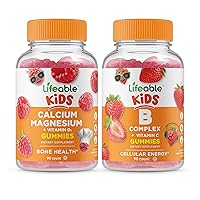 Lifeable Calcium Magnesium Kids + B Complex Kids, Gummies Bundle - Great Tasting, Vitamin Supplement, Gluten Free, GMO Free, Chewable Gummy