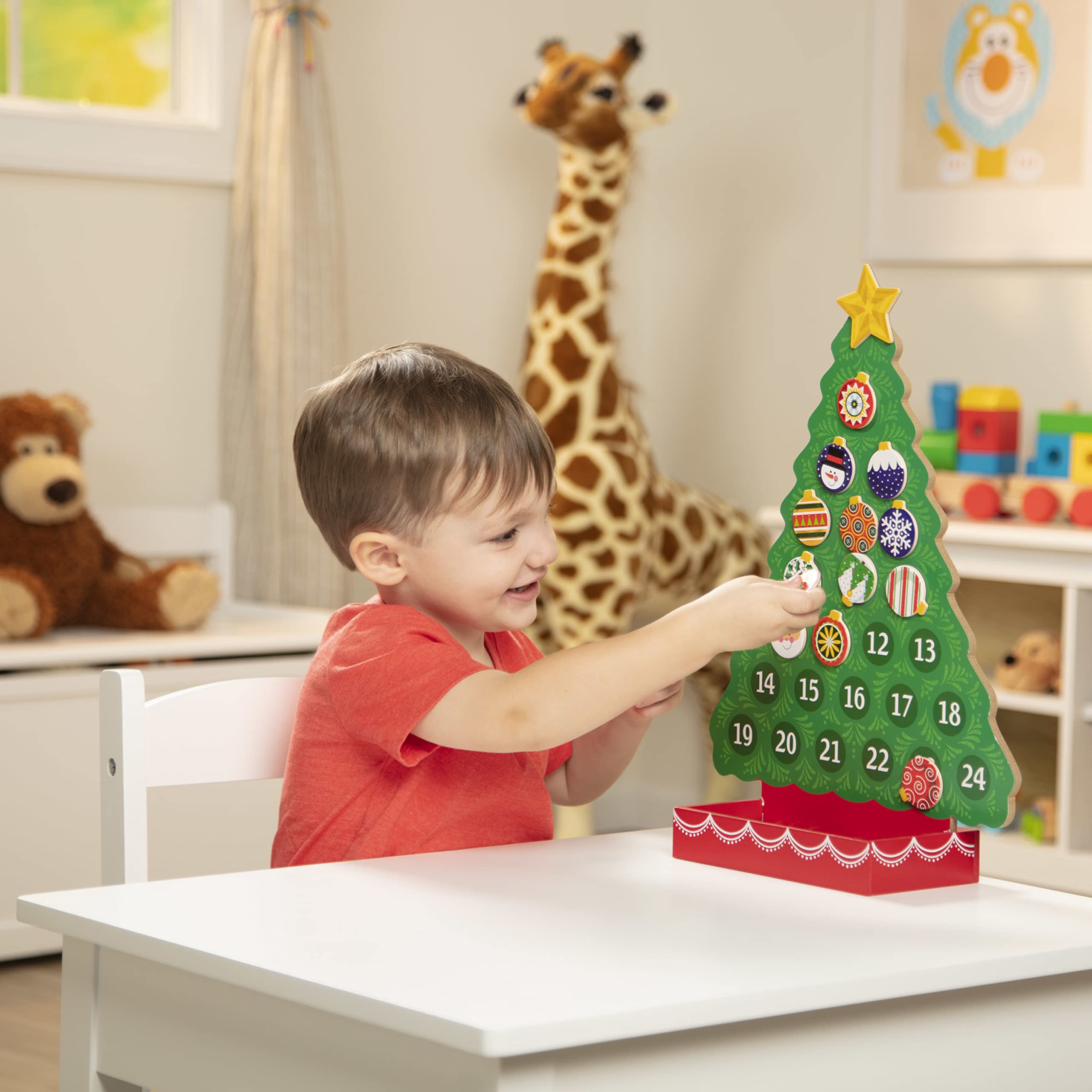 Melissa & Doug Countdown to Christmas Wooden Advent Calendar - Magnetic Tree, 25 Magnets , Orange