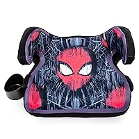 KidsEmbrace Marvel Avengers Spider-Man Face Backless Booster Car Seat with Seatbelt Positioning Clip, Red, Grey, and Black