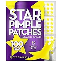 KEYCONCEPTS Hydrocolloid Star Pimple Patches (100 Pack) - With Tea Tree Oil for Acne - Cute Star Stickers for Face