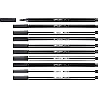 STABILO Pen 68 Black Pack of 10 - Premium Felt-tip Pen