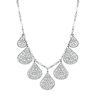 1928 Jewelry Vine Filigree Teardrop Collar Necklace, 16