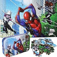 60 Pieces Spiderman Jigsaw Puzzles in a Metal Box for Kids Age for 4-8 Boys Girls Toy Puzzles Children Learning Educational Puzzles Toy(0669)