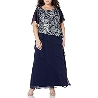 Brianna Women's Sequin Embroidered Top Tiered Gown