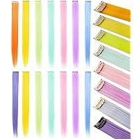 Girlish Colors Fashion Hair Accessories Clip in/On Rainbow Wig Pieces for Amercian Girls and Teens Colored Hair Extension Party Highlight Multiple Colors Hairpieces(Girls Color)