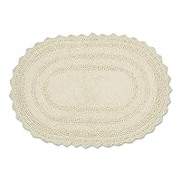 DII Crochet Collection Reversible Bath Mat, Small Oval, 17x24, Off-White