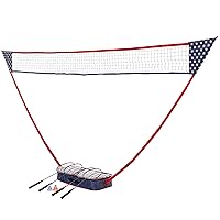Triumph Sports Patriotic Portable Badminton Set with Freestanding Base Sets Up on Any Surface in Seconds – No Tools or Stakes Required, Multi