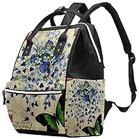 Diaper Bag Backpack Tote Large Capacity Multifunction Unisex Vintage Retro Butterfly Purple Floral Baby Diaper Bag