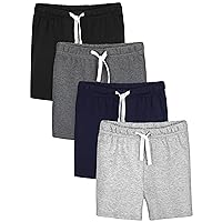 Resinta 4 Pack Boys Cotton Shorts Toddler Boy Pull-on Shorts Boys Summer Casual Shorts Jogger Shorts