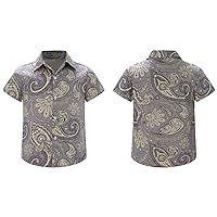 Big Boy's Short Sleeve Aloha Dress Tops Button Down Summer T-Shirt Beach Casual Hawaiian Shirts