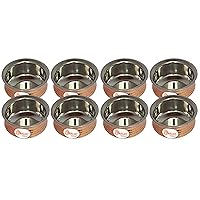 PARIJAT HANDICRAFT Copper Stainless Steel Bowls Set - Serving Bowls for Cereal, Soup, Cooked Food Party Serveware (8, 5-Inch)