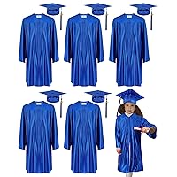6 Set Preschool Graduation Cap and Gown Set Kindergarten Grad Gowns Children Graduation Cap with 2024 Grad Tassel