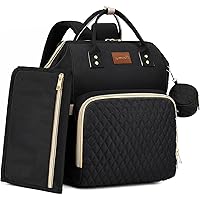 Diaper Bag Backpack with Changing Pad Pacifier Case, Baby Bag for Boy Girl Toddler - Large, Stylish, Waterproof Travel Diaper Bag for Mom - Baby Shower Registry - Black