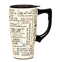 Spoontiques - Ceramic Travel Mugs - Positive Affirmations Cup - Hot or Cold Beverages - Gift for Coffee Lovers