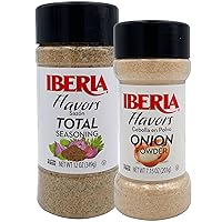 Iberia Onion Powder 7.5 Ounce and Iberia Total Seasoning 12 Ounce