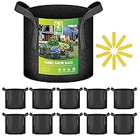 iPower 10 Pack 2 Gallon Grow Bags, Garden Planting Nonwoven Fabric Pots with Reinforced Handle, Heavy Duty and Aeration Planter Pot for Tomato, Fruits, Vegetables and Flowers