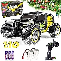 1:10 Scale All Terrain RC Cars, 48 KPH High-Speed 4WD Electric Vehicle with 2.4 GHz Remote Control, 4X4 Waterproof Off-Road Truck with 2 Rechargeable Batteries for 40+ Min Play, Boy Adult Gifts