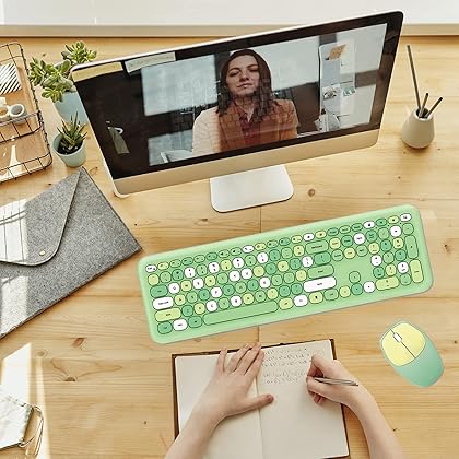 MOFII Wireless Keyboard and Mouse Combo Silent, Slim Compact 2.4G USB Full Size Wireless Mouse and Keyboard Combo, Cute 110 Keys Keyboard for PC, Notebook, MacBook, Tablet, Laptop, Windows System