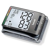 Beurer BC81 Wrist Blood Pressure Monitor – XL Display, Arrhythmia Detection, 120 Memory Sets – XL Blood Pressure Cuff Wrist for Home Use, Automatic Blood Pressure Machine with Storage Case, Batteries