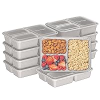 Bentgo® 20-Piece Lightweight, Durable, Reusable BPA-Free 3-Compartment Containers - Microwave, Freezer, Dishwasher Safe - Stone Gray