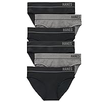 Hanes Womens Originals Seamless Stretch Rib Bikini Panties Pack, Assorted Colors, 6-Pack