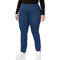 SLIM-SATION Women's Plus Size Pull-on Solid Reversible Knit Ankle Legging
