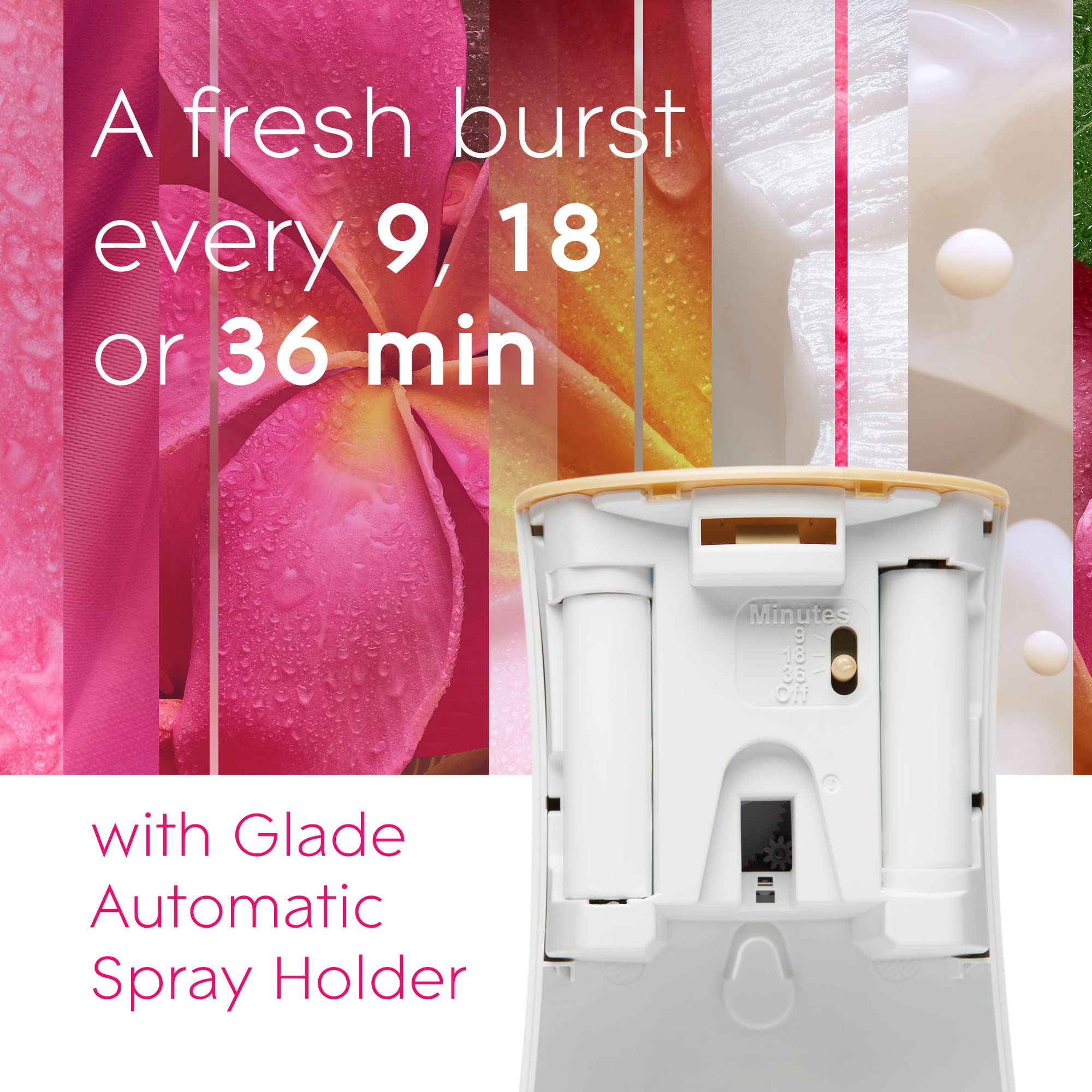 Glade Automatic Spray Refill 2 ct, Exotic Tropical Blossoms, Automatic Spray air freshener, 12.4 oz, 12.4 Ounce