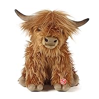 Living Nature Highland Cow Brown Stuffed Animal | Farm Toy with Sound | Soft Toy Gift for Kids | Naturli Eco-Friendly Plush | Easter Gift | 9 Inches