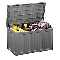 EAST OAK Outdoor Storage Box, 230 Gallon Deck Box Lockable Large Outdoor Container for Patio Furniture Cushions, Garden Tools Accessories, Toys, Waterproof and UV Resistant, Grey
