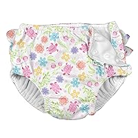 i Play Girls Reusable Absorbent Baby Swim Diapers White Turtle Floral 3T
