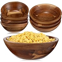 8 Pieces Acacia Wooden Bowls 7.1 Inch Wood Salad Bowl Serving Bowls Rustic Durable Bowls Bulk for Food Fruits Popcorn Pasta Cereals Chips Sauce Appetizers Kitchen