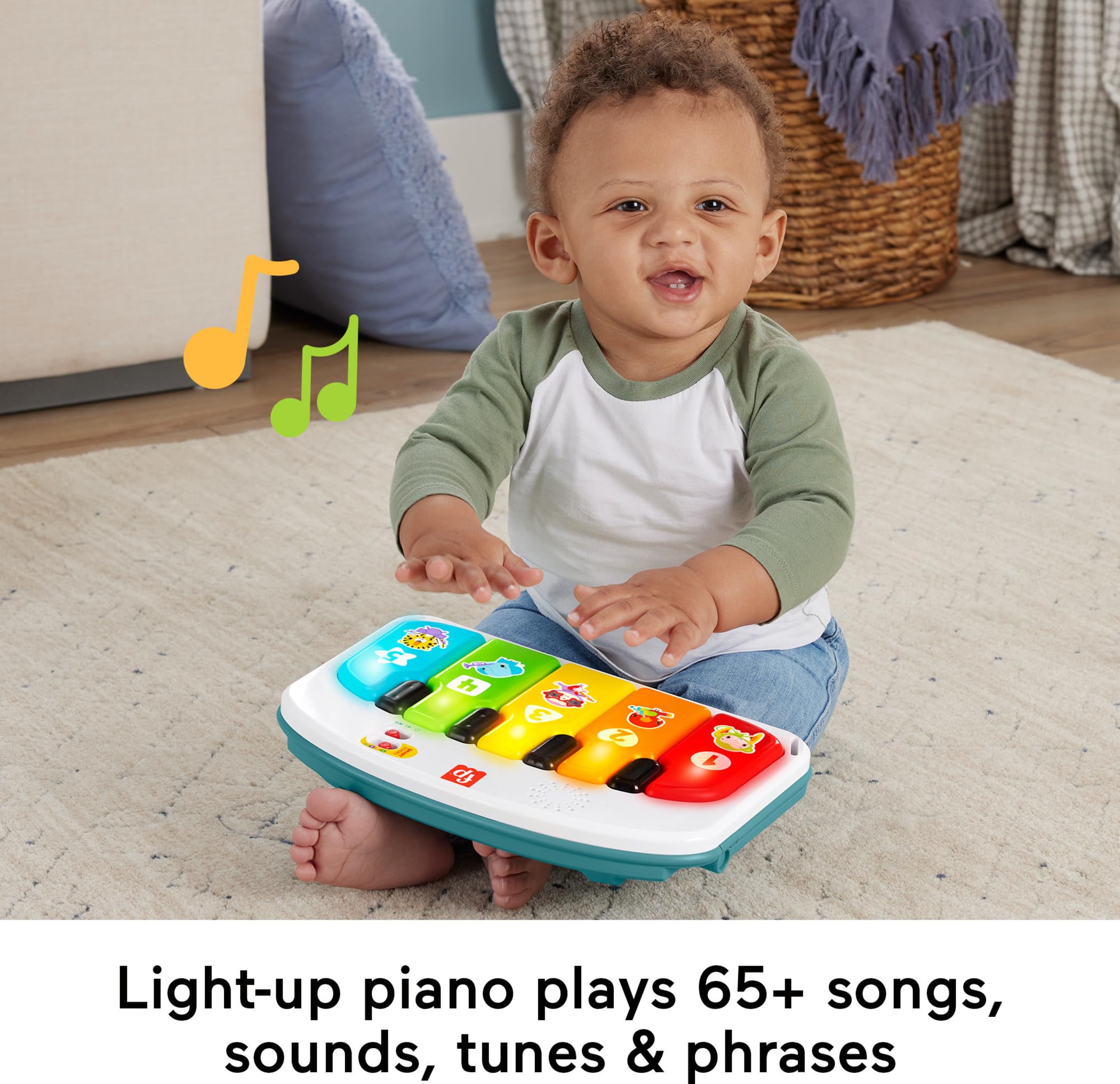 Fisher-Price Baby Portable Chair Deluxe Kick & Play Sit-Me-Up Floor Seat with Piano Learning Toy & Snack Tray for Infants to Toddlers
