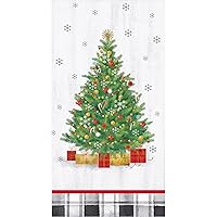 Christmas Holiday Guest Towels - 32 CT | Decorative Paper Napkins for Buffet Kitchen or Bathroom Fingertip Hand Towels | Holiday Tree Design