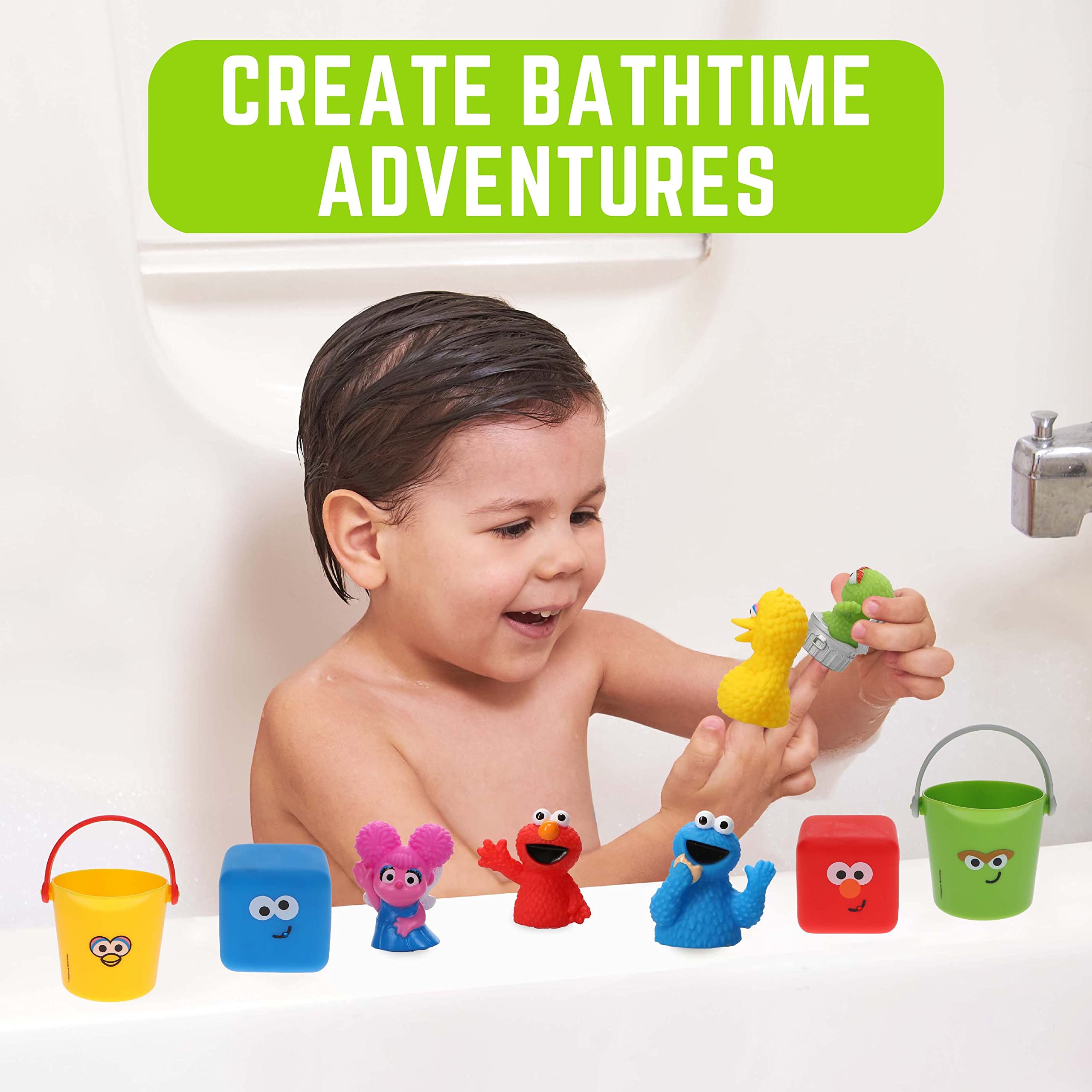 Sesame Street 10 Piece Bath Toy Value Set - Kids Bath Toys