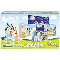 Bluey 11 Puzzle Bundle Set, 8- and 24-Piece Wood, Fuzzy, & Die-Cut Jigsaw Puzzles for Preschoolers and Kids