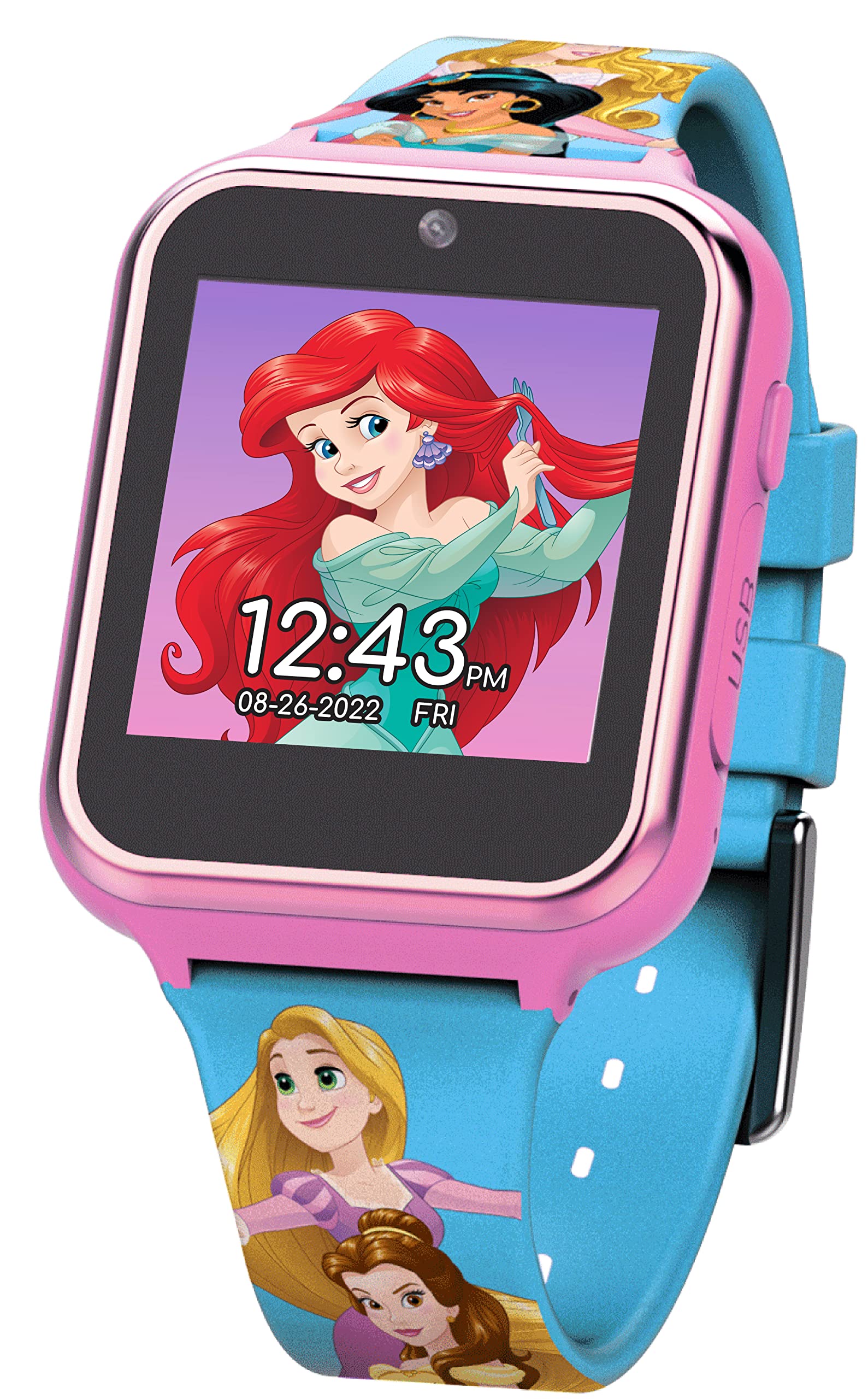 Disney's Princess Kids' Touchscreen Interactive Smartwatch, Built in Selfie-Camera, Easy-to-Buckle Strap, Model: PN4258AZ