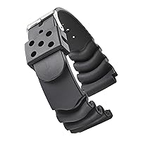 ALPINE Heavy Duty Black Rubber Watch Band for Diver Watches for Wider wrist ONLY (Fits wrist sizes 7 1/2 to 9 inch) - 18XL, 22XL