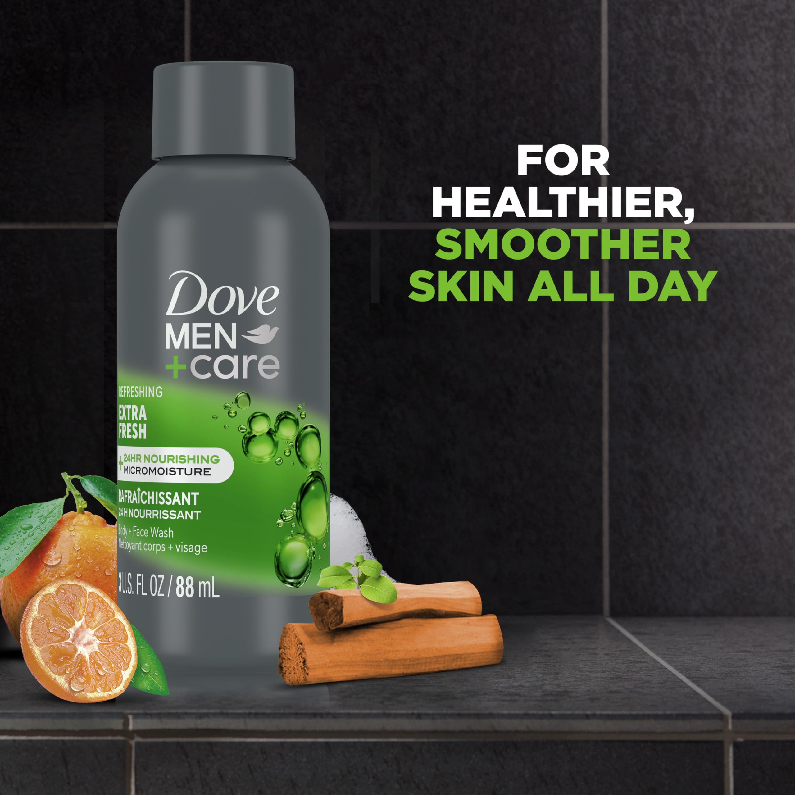 Dove Refreshing Extra Fresh with 24-Hour Nourishing Micromoisture Technology Body Wash for Men 3 oz