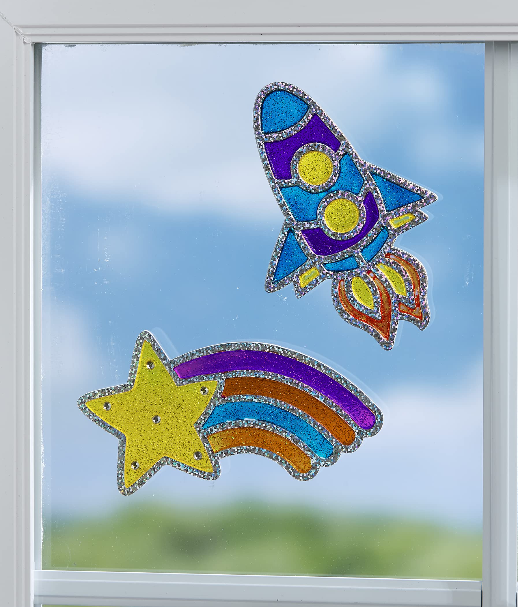 Creativity for Kids Window Art Outer Space - Create Your Own Window Art, Suncatcher Kits for Kids, Space Toy Stocking Stuffers for Kids