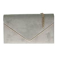 Womens Faux Suede Envelope Clutch Bag