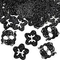 Pisces Birthday Confetti, Big Pisces Energy Paper Scatter, 12 Constellation Febuary/March Birthday Table Confetti, Horoscope Astrology Birthday Party Decorations Supplies, 200pcs, Black